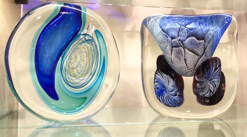 Modern serving plates in a shop window near Piazza San Marco, Venice.