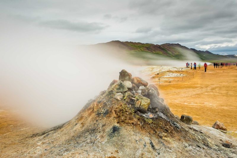 Go on a scenic hike and view the frafla Volcano and Lake Mývatn during a Lindblad Expeditions adventure of Iceland.