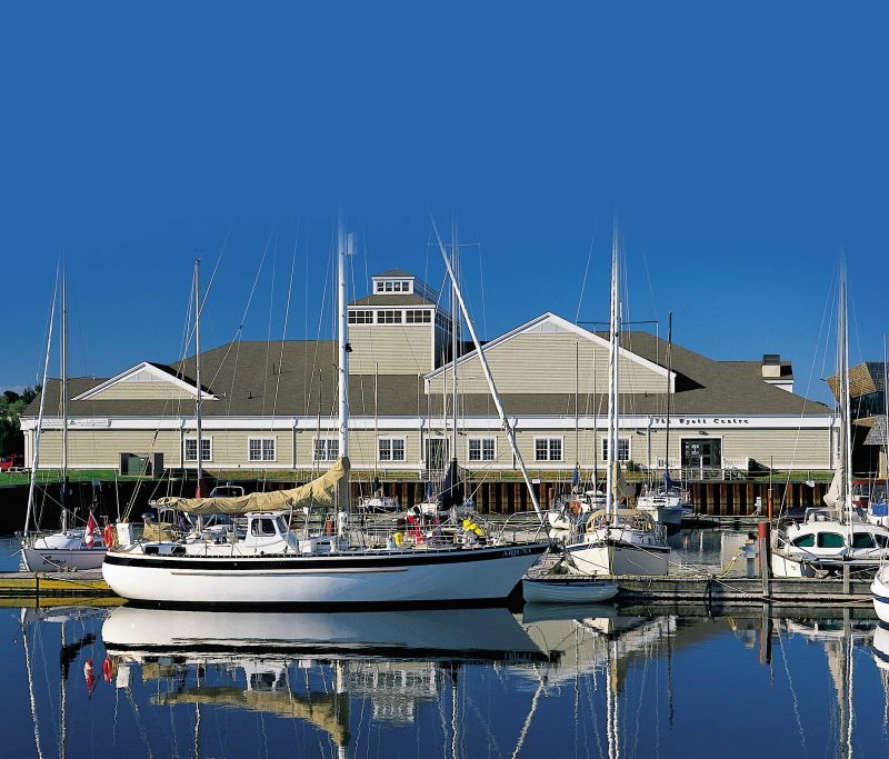 A look at the harbor and yacht dock slips at the Summerside Yacht Club in Summerside, Prince Edward Island, Canada