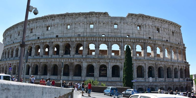 The world-famous Colosseum in Rome seen during an afternoon excursion.