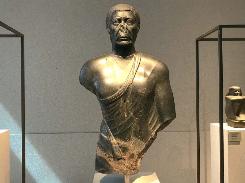 Statue of Hor-sa-Tutu, commander in chief of troops in Lower Egypt, dated to 50-150 B.C., at the Neues Museum in Berlin. 