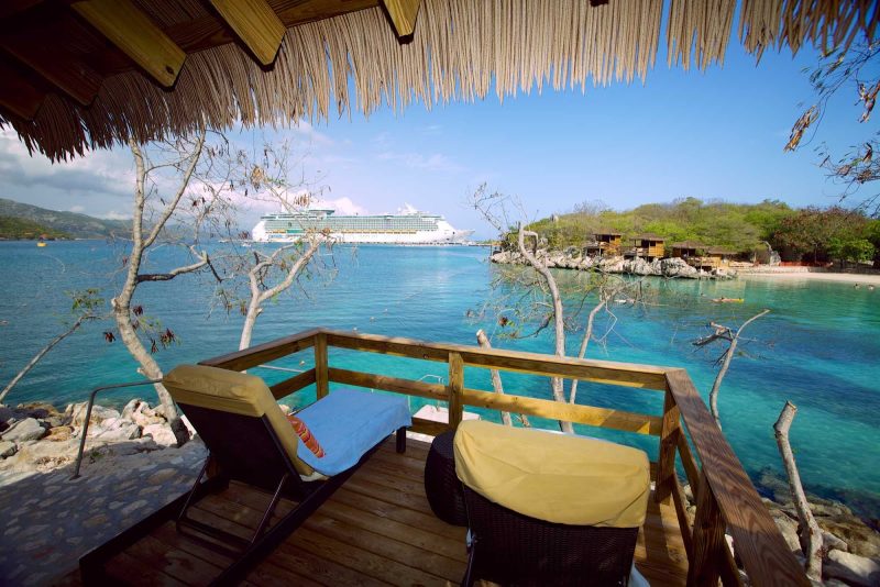 Freedom of the Seas cruises off the shores of Labadee, a beautiful private resort on the northern coast of Haiti.