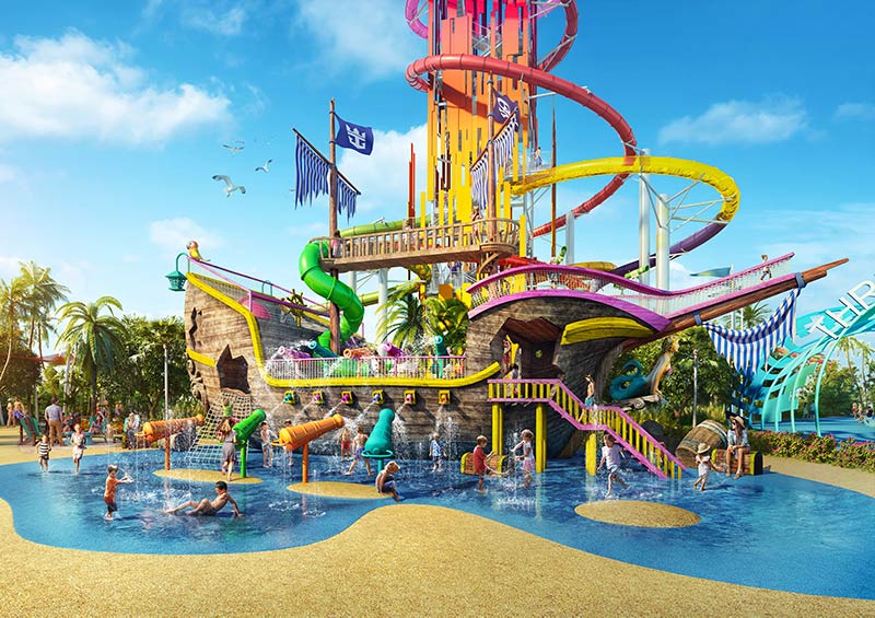 The Pirate Ship waterslides will keep the little ones occupied.