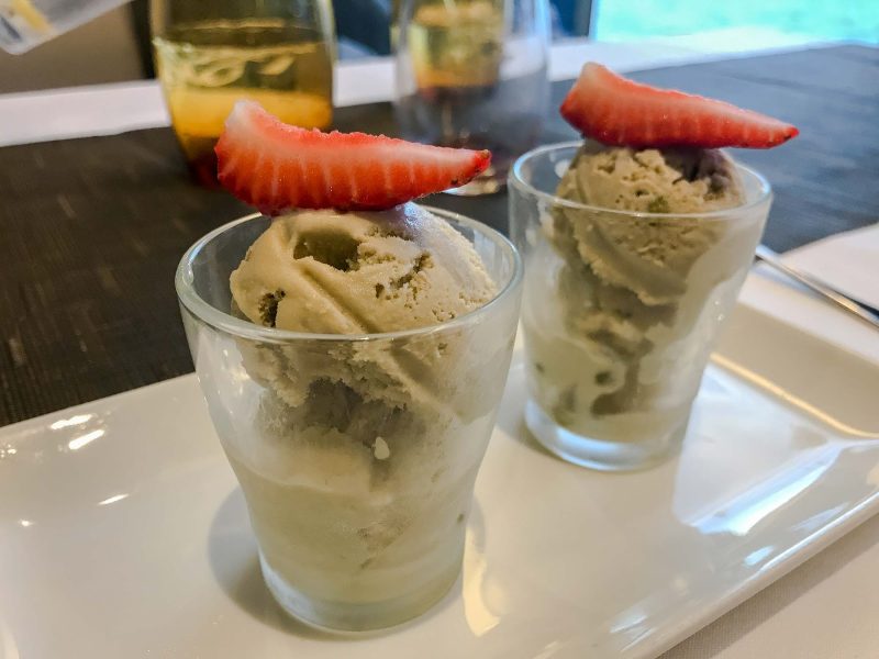 A to-die-for pistachio sorbet dessert at Canaletto on ms Oosterdam.
