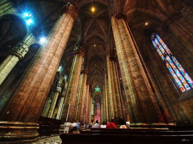 The interior of the Duomo di Milano in Milan, Italy.