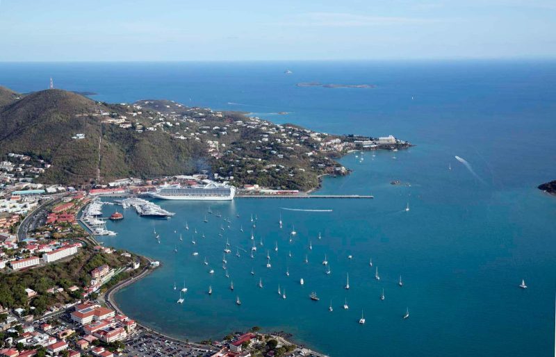 Emerald Princess in the harbor of St. Thomas in the U.S. Virgin Islands. 