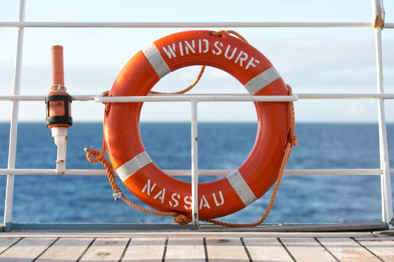 A life preserver aboard Wind Surf.