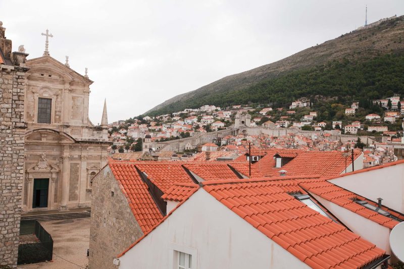 A thicket of buildings in Old Dubrovnik gives way to the Renaissance Church of the Holy Savior, left.