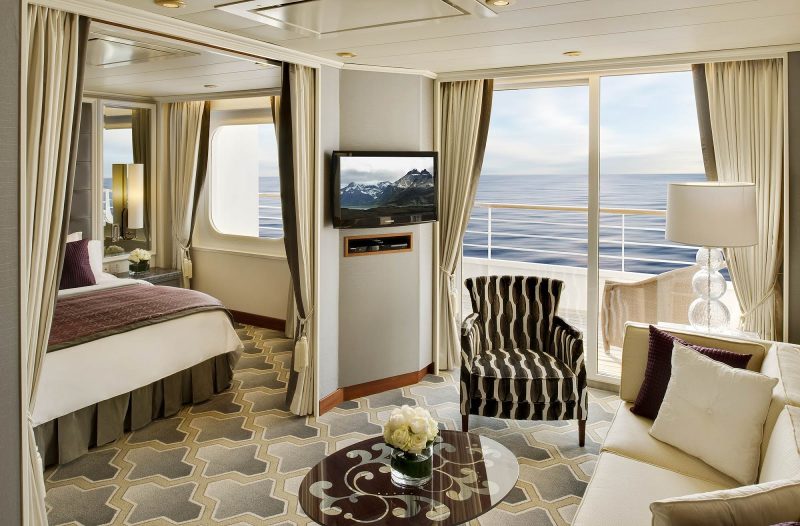 The Living Area of the Penthouse Suite with Veranda on Crystal Serenity. It comes with ...