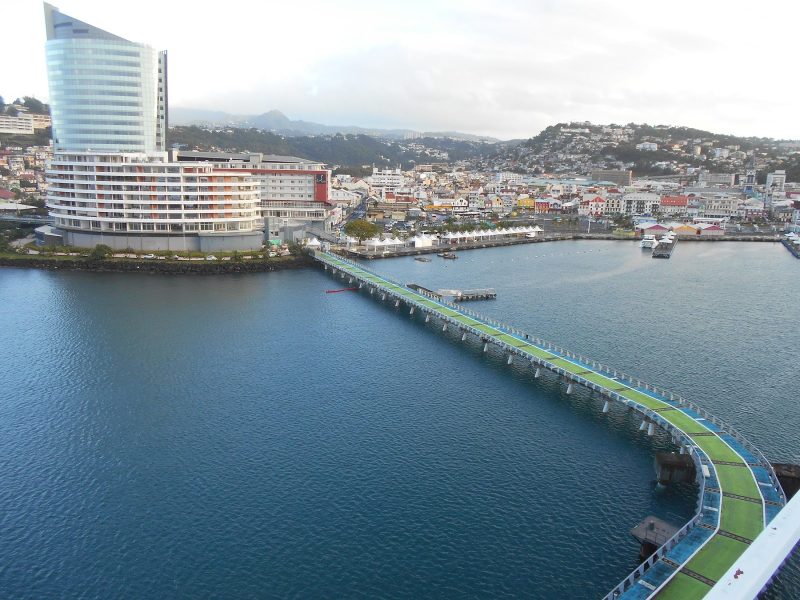 The new port terminal at Pointe Simon in Fort-de-France, Martinique, seen from Crystal Serenity.
