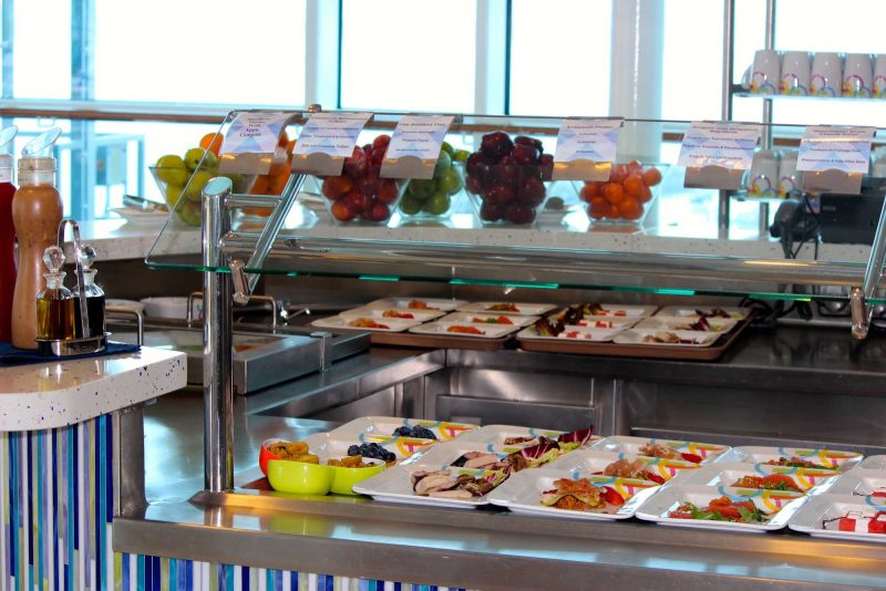 Some of the buffet offerings at the AquaSpa Café aboard Celebrity Solstice.