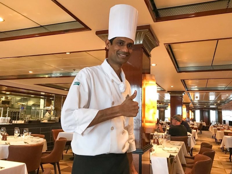 The head chef during lunchtime at Cagney's on Norwegian Jade.