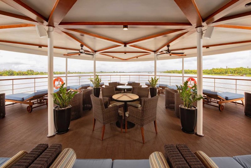 The Observation Lounge is the ideal spot for taking in scenic landscapes along the Mekong on Avalon Saigon. 