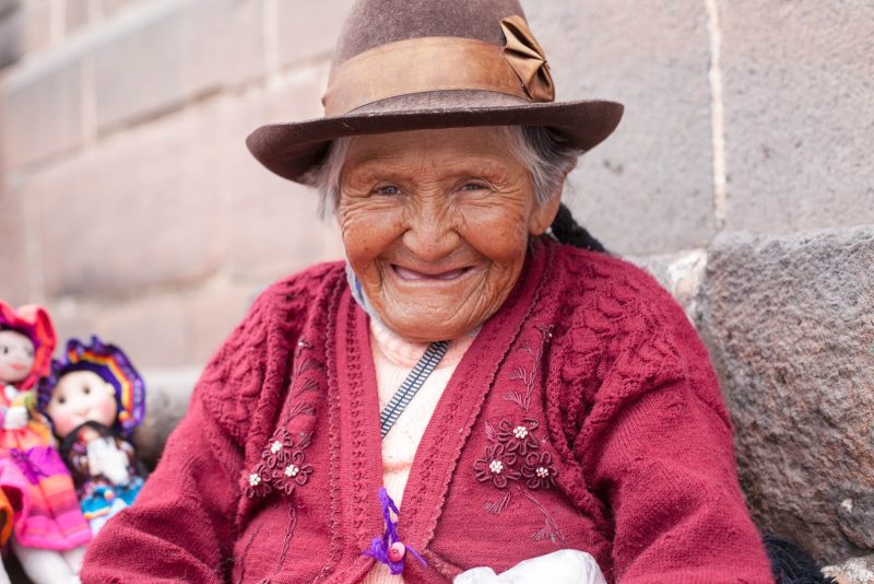 A local woman in traditional dress named Florenza in Cusco, Peru.