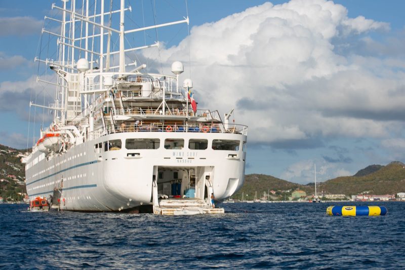 Enjoy a variety of water sports from the platform at the back of Wind Surf.