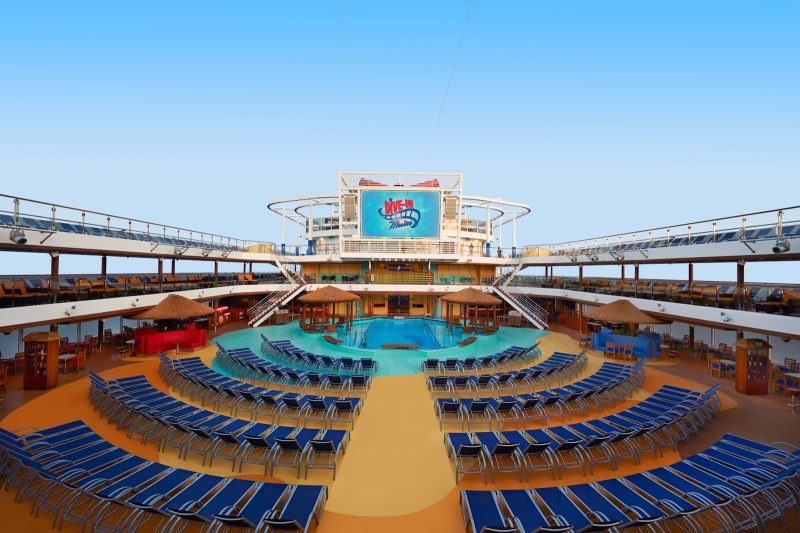 The main pool area on Carnival Vista offers activities day and night.