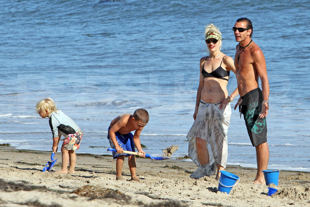 Gwen Stefani and family on the beach in Jamaica.