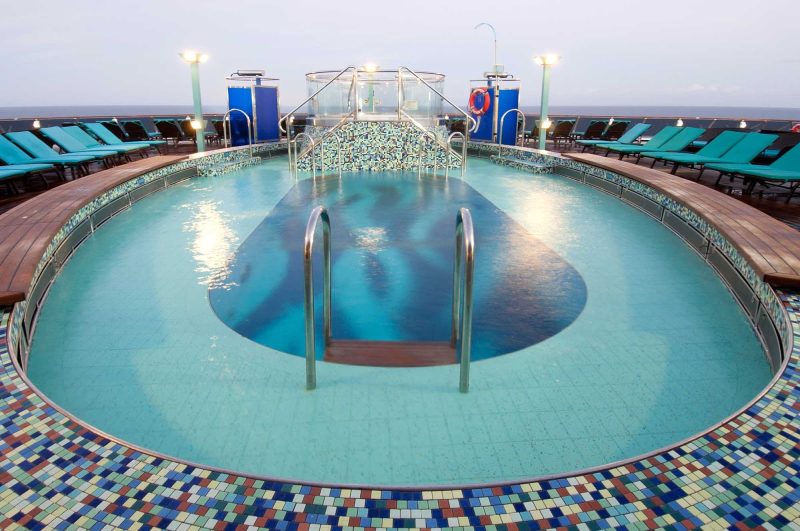 The Serenity area, an adults-only retreat on Carnival Pride, has its own pool, spa and bar.