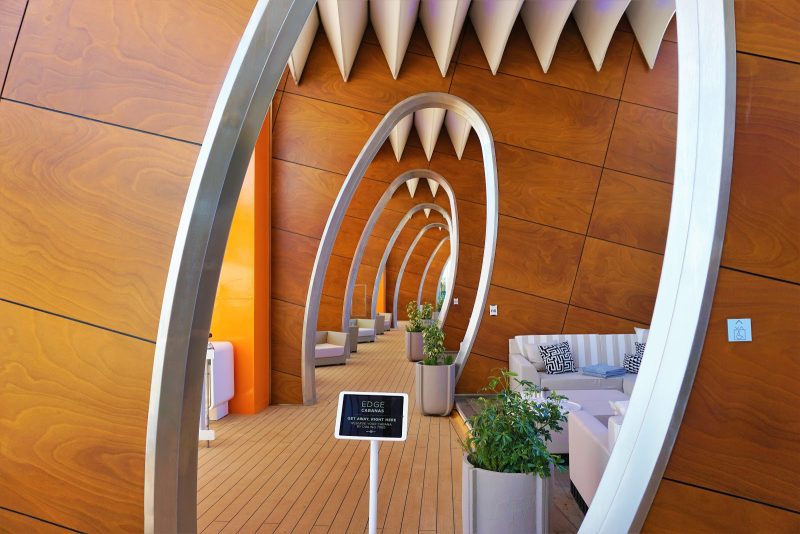 Private cabanas on deck 14 of Celebrity Edge offer an attractive, comfy respite.