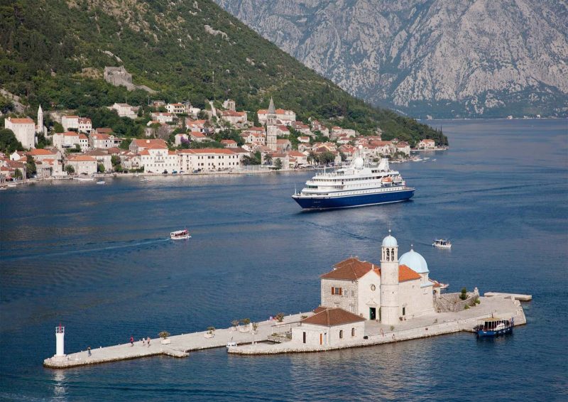 Enjoy the dramatic shoreline of Kotor, Montenegro, on a SeaDream cruise.