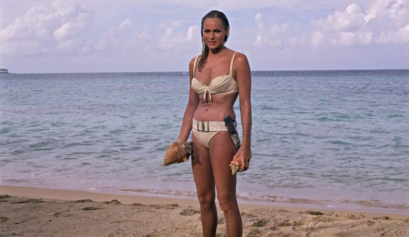 Ursula Andress during the shooting of the James Bond flick 