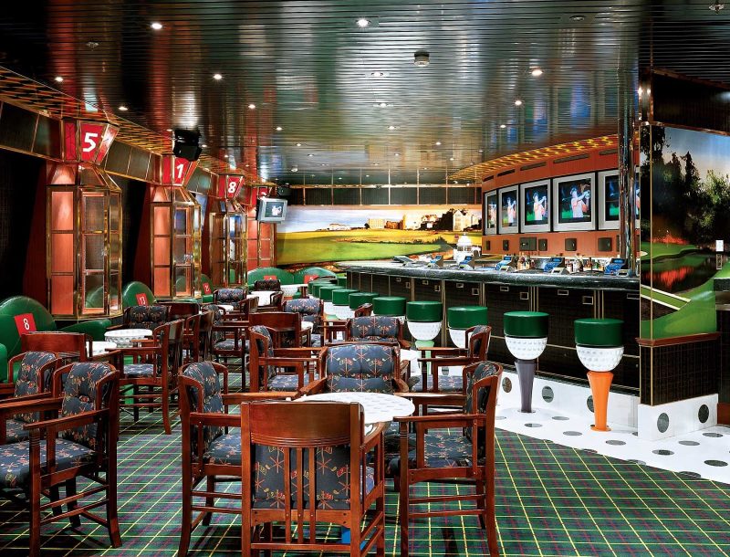 You can follow your favorite teams on the big-screen TV at On the Green, Carnival Glory's sports bar.