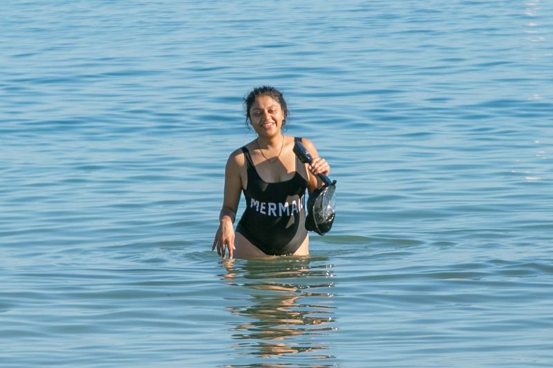 A mermaid snorkeler at Harvest Caye, Norwegian's private island in Belize.