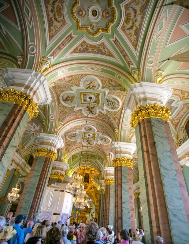 The interior of Sts. Peter and Paul Cathedral in St. Petersburg, Russia.