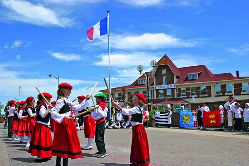 Schoolchildren practice a routine in Saint Pierre, Canada, a self-governing territorial overseas collectivity of France near Newfoundland.