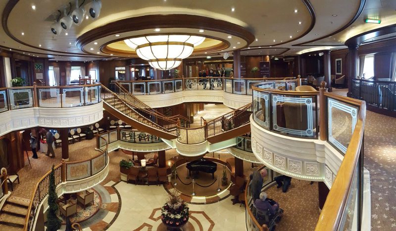 A shot of the classy Atrium aboard Queen Victoria.
