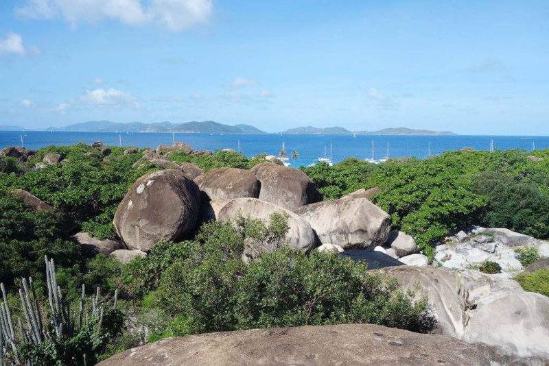 The view from the patio at Top of the Baths restaurant on Virgin Gorda. 