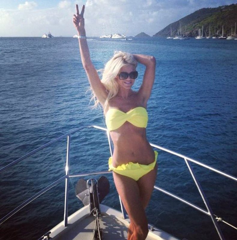 Swedish model Victoria Silvstedt boating off Necker Island.