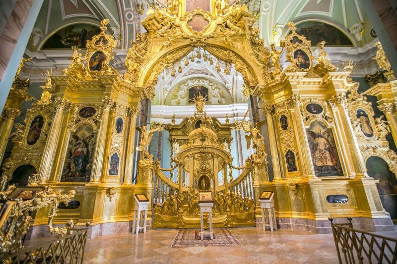 The Cathedral of Sts. Peter and Paul boasts a golden iconostasis that dates to 1727.