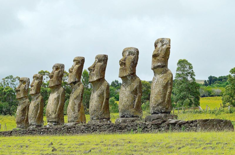 On average, the moai on Easter Island stand 13 feet high and weigh 14 tons.