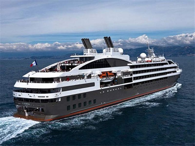 An aerial view of the aft of Ponant's expedition ship Le Boreal. 