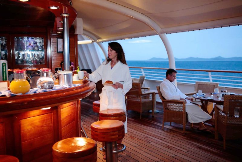 SeaDream accommodates early risers with quiet breakfasts on deck.