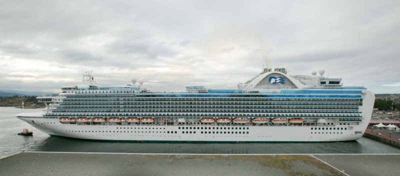 Emerald Princess docked in the port of Victoria, British Columbia. 