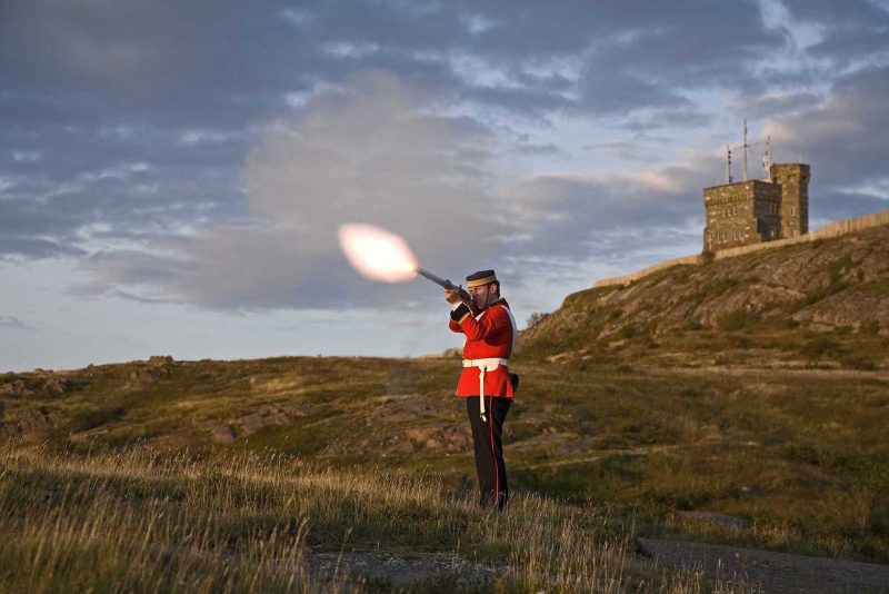 Dressed in traditional uniform on Avalon Peninsula, Newfoundland.