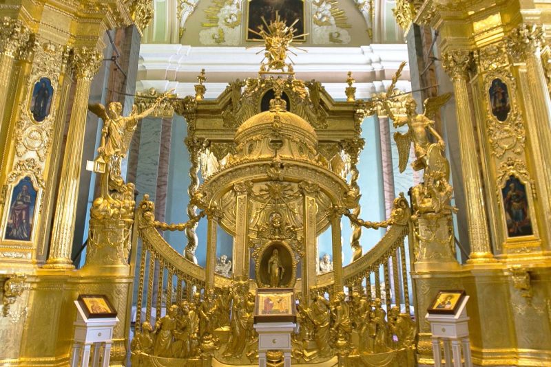 Detail of the iconostasis in Sts. Peter and Paul Cathedral in St. Petersburg, Russia.