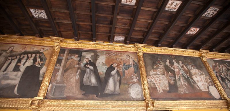 Missionary-era paintings at Koricancha, an Incan temple dedicated to the sun god in Cusco, Peru.