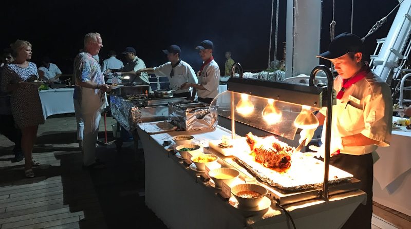 One highlight of our cruise: the Thursday night barbecue on board that was put together by the tireless crew.