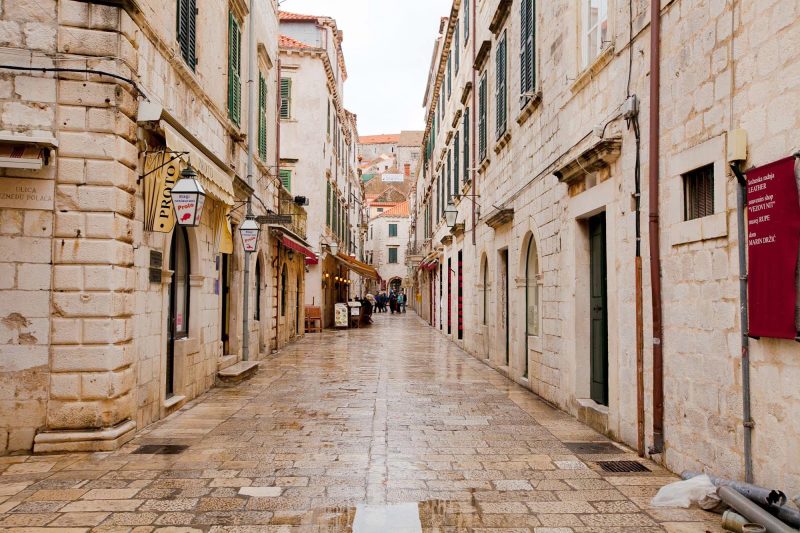 One of the charming cobblestone streets in Old Dubrovnik.