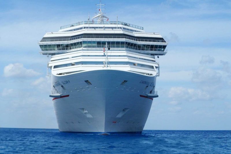 The bow of Carnival Glory, which sails in and around the Caribbean.
