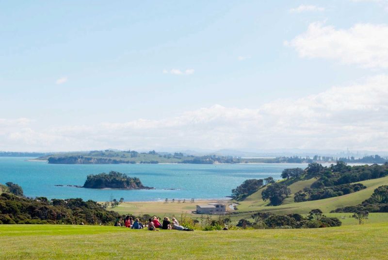 The view from Cable Bay Vineyard on Waiheke Island near Auckland. 