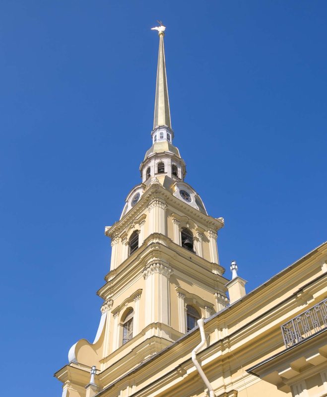 The spire of Sts. Peter and Paul Cathedral. At 400 feet, it’s the tallest building in the city.