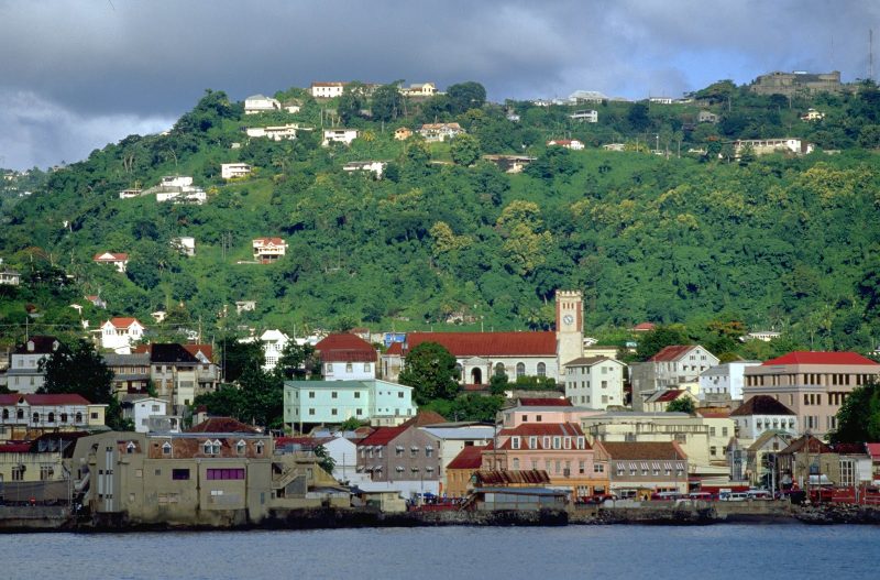 St. George's, capital of Grenada, is a picturesque city of of stone buildings and red-tile roofs.