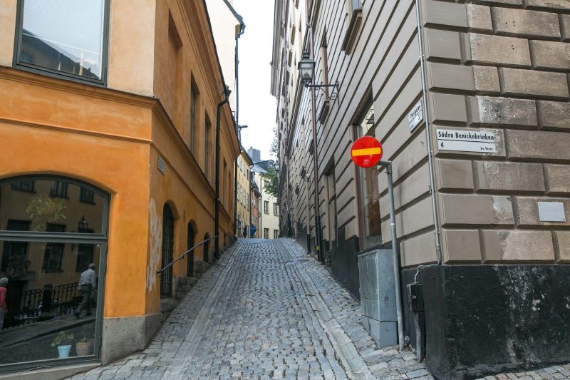 A side street in Stockholm’s old town of Gamla stan.