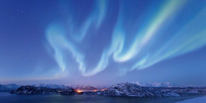 The Northern Lights perform a night dance for passengers aboard Hurtigruten’s Nordlys in Skjervoy, Norway.