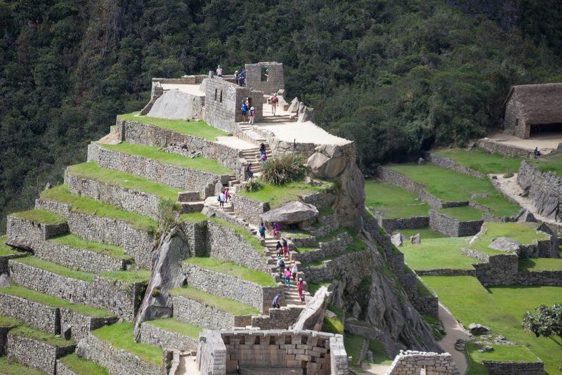 Terraced hills lead to the ruins of a citadel at Machu Picchu, Peru.