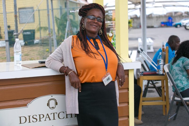 Castella Audain of the St. Kitts Taxi Association on the cruise pier in Basseterre, St. Kitts.